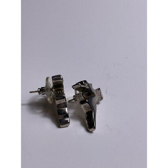 Reindeer Stud Earrings Silver Tone Metal With Clear Backing For Holiday & Everyd - Picture 2 of 4